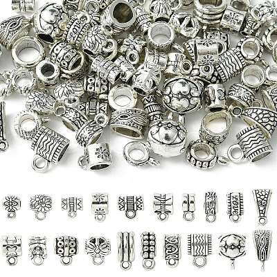 100Pcs 20 Styles Tibetan Style Alloy Tube Bails FIND-CJ0002-13-1
