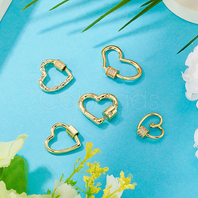 5Pcs 5 Styles Brass Screw Carabiner Lock Charms KK-TA0008-24-1