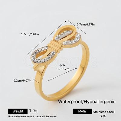 304 Stainless Steel Rhinestone Finger Rings for Women TY3561-6-1