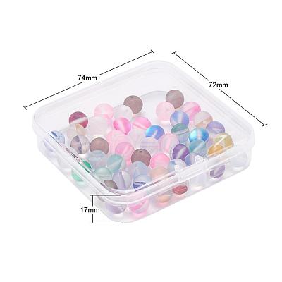50Pcs 10 Colors Synthetic Moonstone Beads Strands G-YW0001-07-1