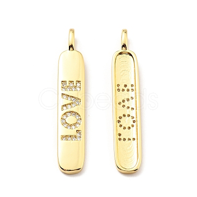 Brass Micro Pave Clear Cubic Zirconia Pendants KK-G416-08G-1