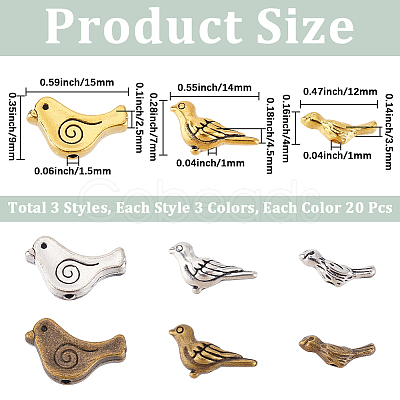 180Pcs 9 Colors Tibetan Style Alloy Beads TIBEP-PA0001-01A-1