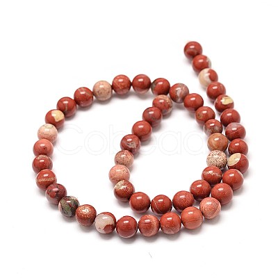 Natural Red Jasper Beads Strands G-P075-56-8mm-1