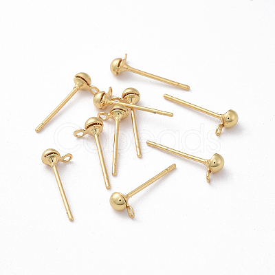 Brass Stud Earring Findings X-KK-F714-05G-1