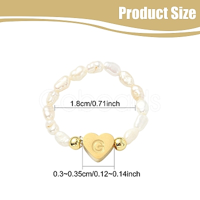 Natural Freshwater Pearl & 304 Stainless Steel Bead Finger Rings RJEW-FS00001-07-1