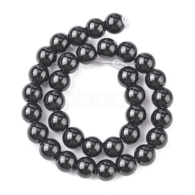 Synthetic Black Stone Beads Strands X-G-G088-6mm-1