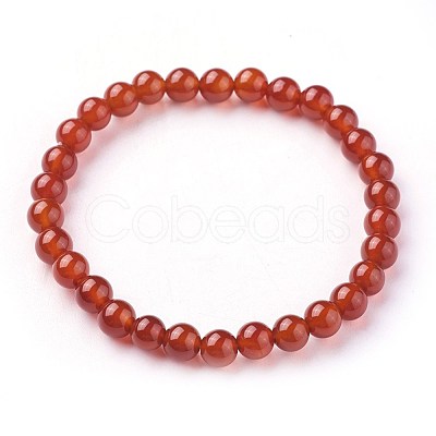 Natural Carnelian(Dyed) Beads Stretch Bracelets BJEW-F380-01-A10-1