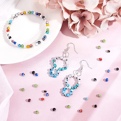 150 Pcs 10 Colors Handmade Evil Eye Lampwork Round Beads LAMP-NB0001-29-1