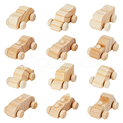 2 Sets 2 Style Unfinished Blank Wood Cars DIY-FH0006-32-1