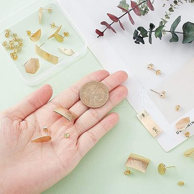 Mixed Shapes Brass Stud Earring Findings KK-FH0003-75-1