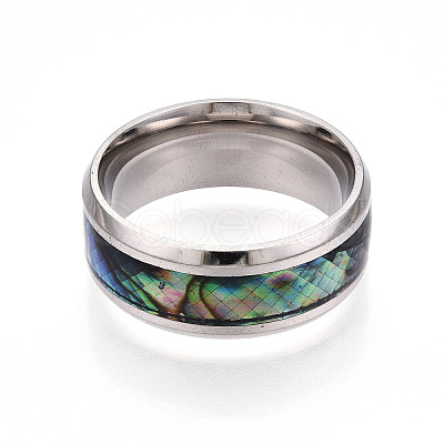 201 Stainless Steel Wide Band Finger Rings RJEW-T005-7-07-1