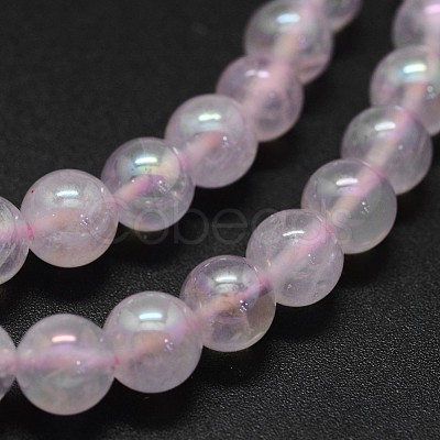 Electroplated Natural Rose Quartz Beads Strands G-K285-06-6mm-1
