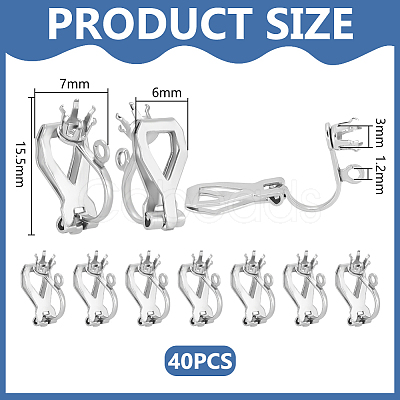 40Pcs 316 Stainless Steel Clip-on Earring Findings STAS-UN0063-37-1