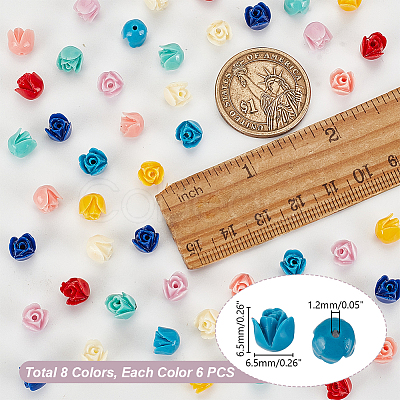 48pcs 8 colors Epoxy Resin Beads RESI-GA0001-28-1