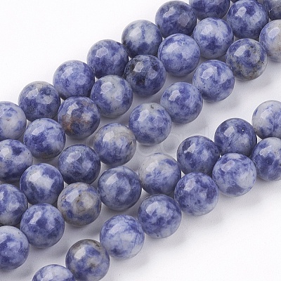 Natural Blue Spot Jasper Bead Strands G-R193-15-6mm-1