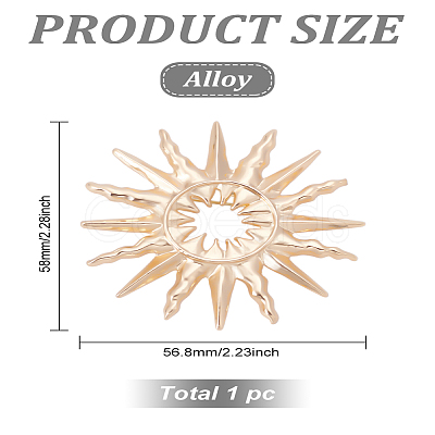 1Pc Sun Alloy Brooches for Backpack Clothes JEWB-LP0001-08-1