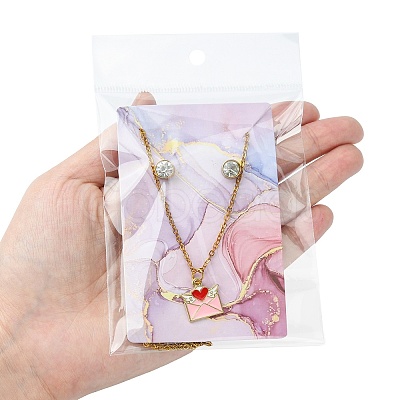 50Pcs Rectangle Hot Stamping Cardboard Paper Jewelry Display Cards CDIS-CJ0001-04-1