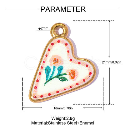 Printed 304 Stainless Steel with Enamel Pendants SA-OY002-67G-01-1