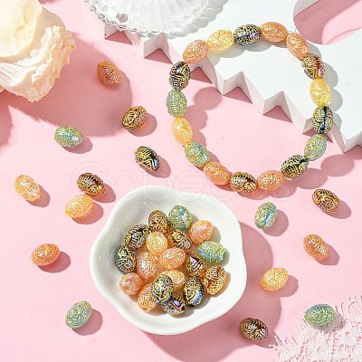 50Pcs Golden Metal Enlaced Opaque Acrylic Beads OACR-CJ0001-78-1
