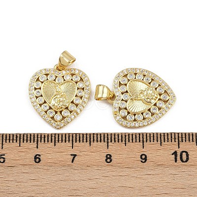 Brass Micro Pave Clear Cubic Zirconia Pendants ZIRC-I367-13G-11-1