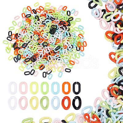 1260Pcs 14 Style Opaque Acrylic Linking Rings SACR-DC0001-01-1