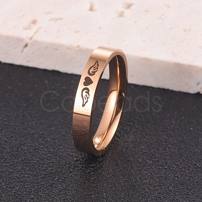 Heart Wing Pattern 304 Stainless Steel Finger Rings FS-WGA5734-26-1