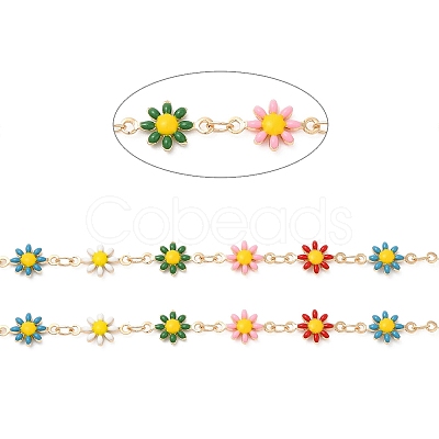 Daisy Brass Enamel Link Chains CHC-G018-01KCG-1