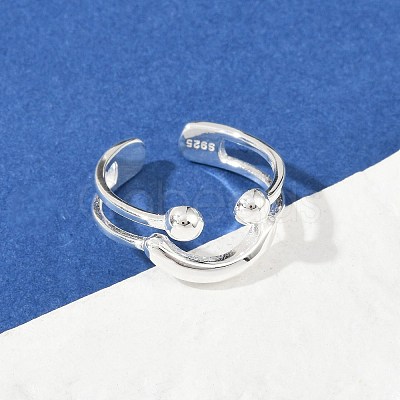 925 Sterling Silver Adjustable Cuff Rings for Women RJEW-G351-02S-1