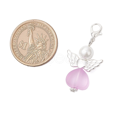 Heart Angel Acrylic & Glass Pendant Decorations HJEW-JM03557-1