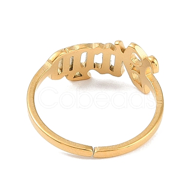Ion Plating(IP) 304 Stainless Steel Constellation Open Cuff Ring for Women RJEW-C097-01G-09-1