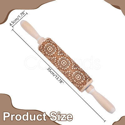 Flower Print Wood Rolling Pin AJEW-WH0314-689A-1