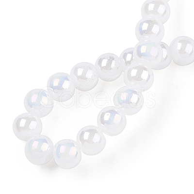 Electroplate Imitation Jade Glass Beads Strands GLAA-T032-J8mm-AB01-1