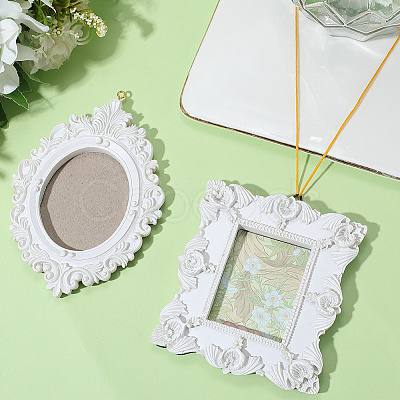 2 Sets 2 Styles Vintage Resin Hanging Photo Frame RESI-SP0001-21B-03-1