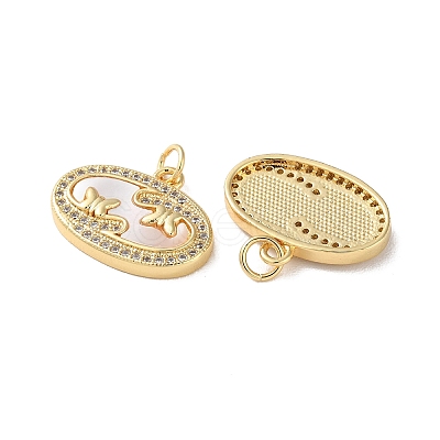Brass Micro Pave Clear Cubic Zirconia Pendants KK-B083-20G-04-1