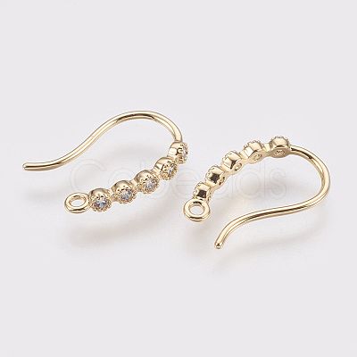 Brass Rhinestone Earring Hooks X-KK-R037-258G-1