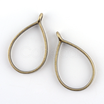 Rack Plating Alloy Teardrop Open Back Bezel Pendants LS-PALLOY-S047-29F-FF-1