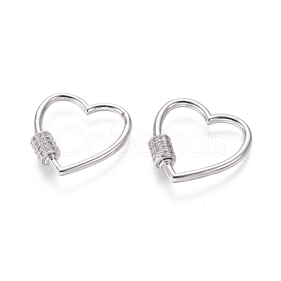 Brass Micro Pave Cubic Zirconia Screw Carabiner Lock Charms ZIRC-I031-12P-1