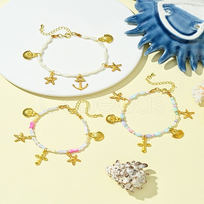 Natural White Shell Beads Bracelets BJEW-FS00013-1