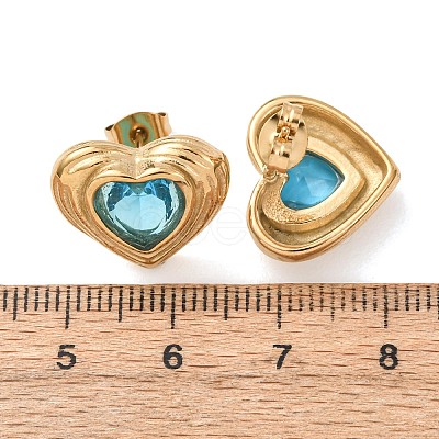 304 Stainless Steel Pave Cubic Zirconia Stud Earrings EJEW-D364-02B-G-1