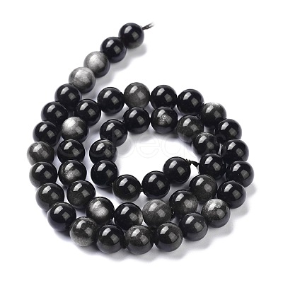Natural Silver Obsidian Beads Strands G-D083-01B-1