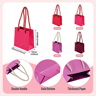 8Pcs 4 Colors Square Paper Gift Bags with Handles CARB-TA0001-18B-1