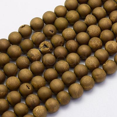 Electroplate Natural Druzy Agate Beads Strands G-G708-10mm-12-1