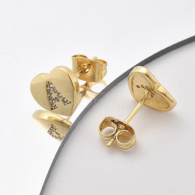 Rack Plating Brass Micro Pave Clear Cubic Zirconia Stud Earrings EJEW-K299-01G-A-1