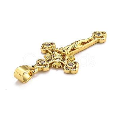 Brass Micro Pave Clear Cubic Zirconia Pendants ZIRC-J025-50G-1