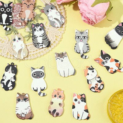 30Pcs 15 Styles Acrylic Pendants OACR-YW0002-64-1