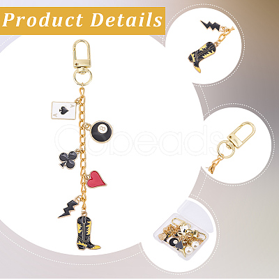 2Pcs 2 Styles Alloy Enamel Pendant Decorations HJEW-BM0001-46C-1
