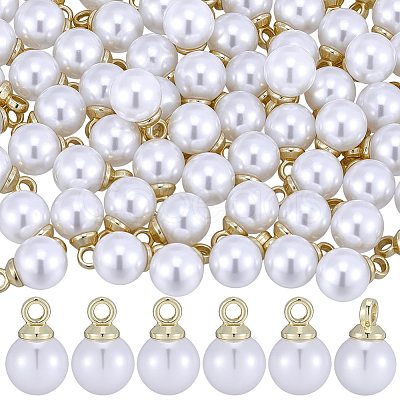 100Pcs ABS Plastic Imitation Pearl Pendants SACR-BM0001-01-1