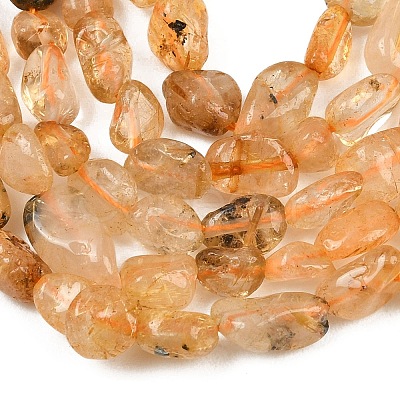 Natural Gold Rutilated Quartz Beads Strands G-C272-01-1