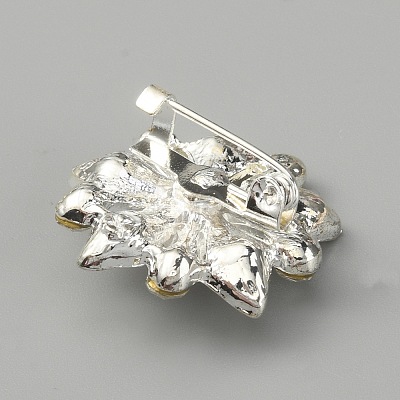 Crystal Rhinestone Flower Lapel Pin JEWB-WH0010-36A-1