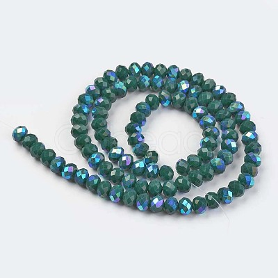 Electroplate Opaque Solid Color Glass Beads Strands EGLA-A044-P8mm-L12-1